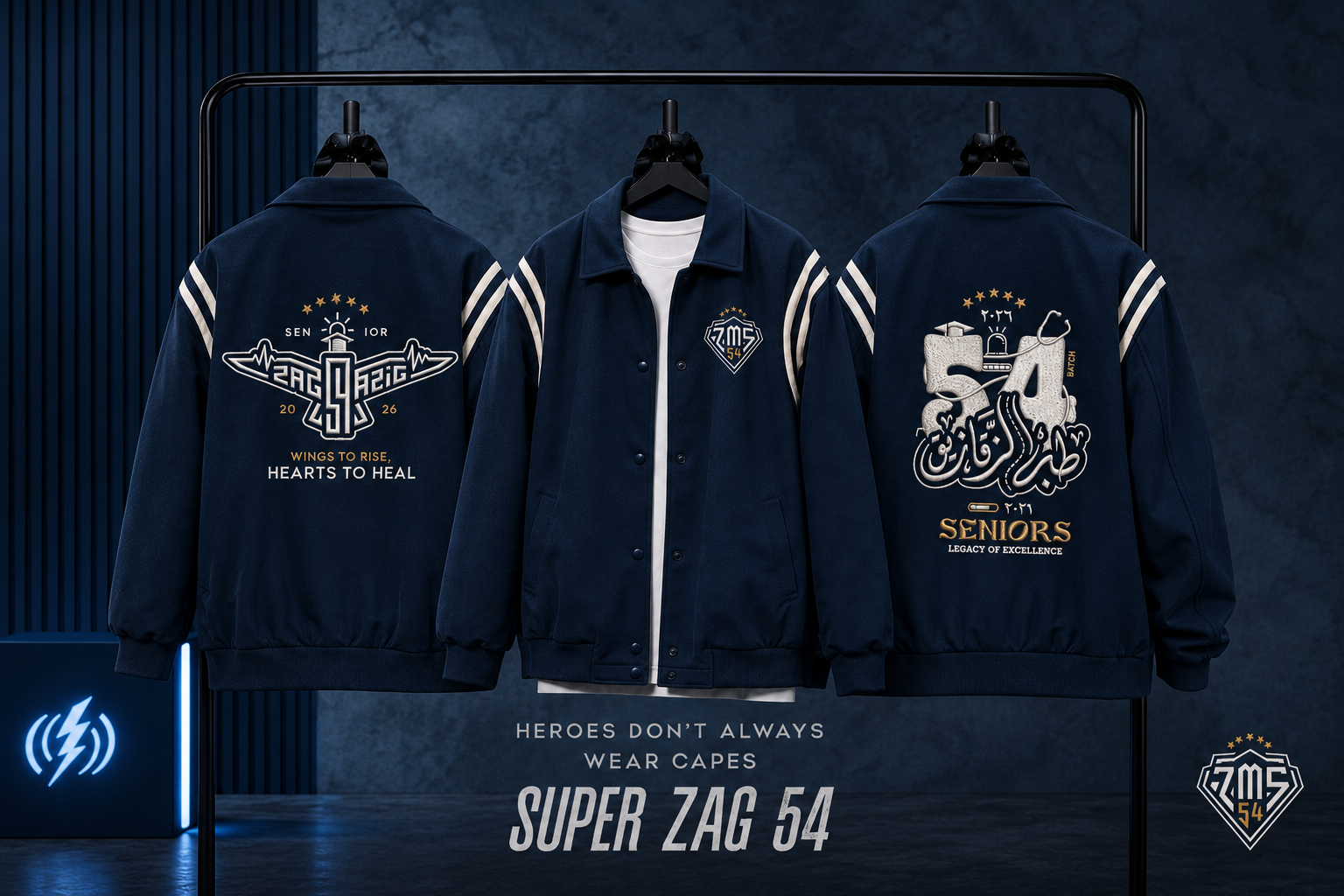 ZMS 54 Graduation Baseball Jacket Mockup Main